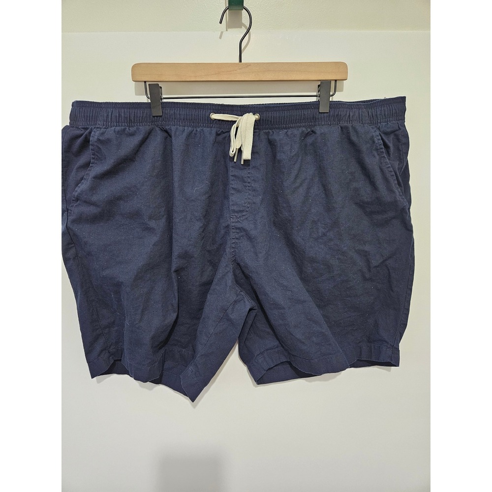 Johnny Bigg Mens Navy Blue Cotton Linen Blend Elastic Waist Shorts Size 48‎